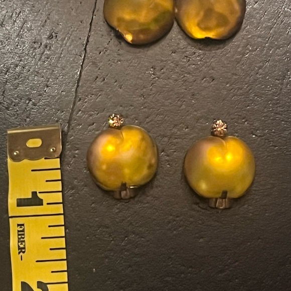 Vintage Austria Fruit Brooch and Earring Set Yellow Apple